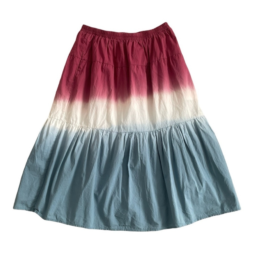 ANTHROPOLOGIE DOLAN 100%‎ Cotton Tye Dye Red White Blue Skirt Size Medium Petite